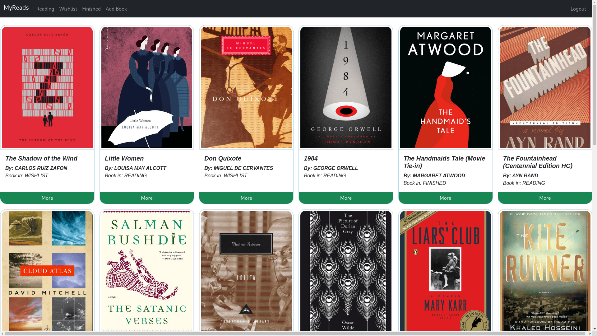 Myreads, a digital bookshelf using Golang, React with Typescript, HarperDB, JWT based auth, and Docker
